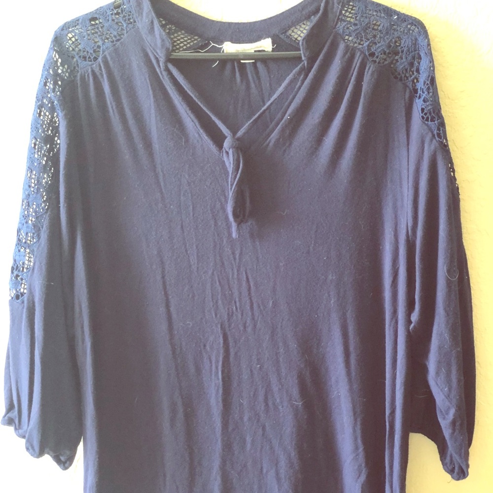 Boutique Blouse with Lace Sleeve Detail